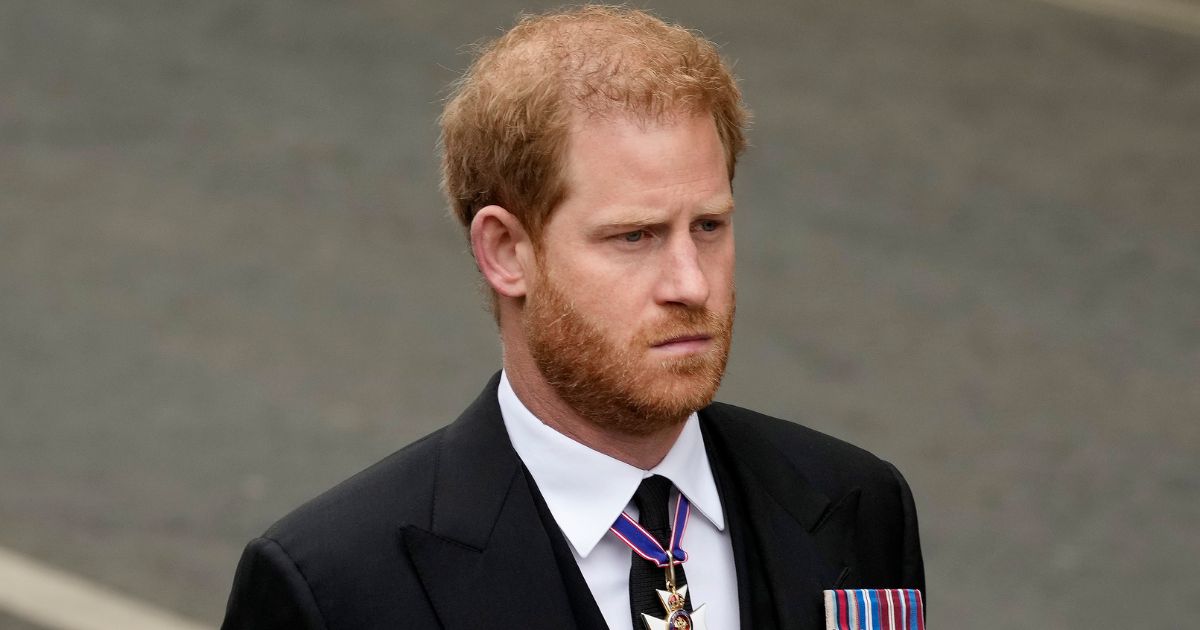 Prince Harry, Duke of Sussex, arrives at Westminster Abbey ahead of the State Funeral of Queen Elizabeth II on Sept. 19, 2022, in London.