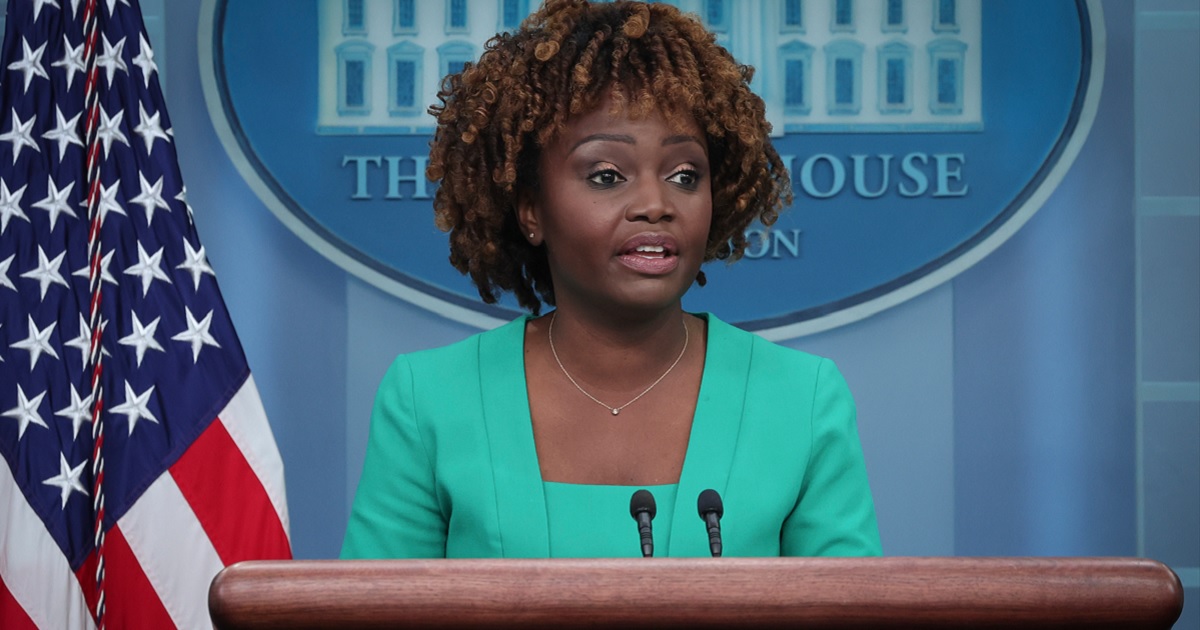 White House press secretary Karine Jean-Pierre, pictured at Wednesday's news briefing.