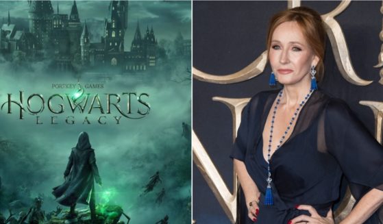 "Hogwarts Legacy," a forthcoming video game based on the "Harry Potter" universe created by author J.K. Rowling, right, has been under fire from the left.