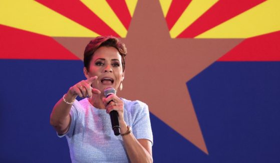 Then-Arizona Republican gubernatorial candidate Kari Lake speaks during a campaign rally on Nov. 5, 2022, in Scottsdale, Arizona.