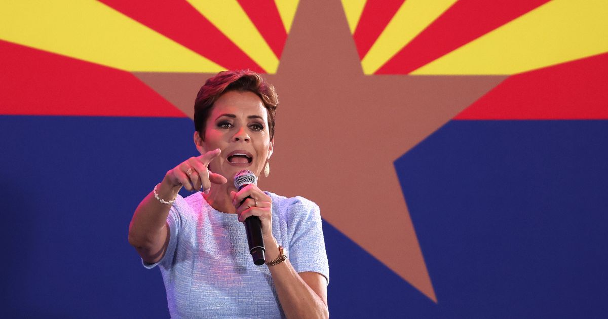 Then-Arizona Republican gubernatorial candidate Kari Lake speaks during a campaign rally on Nov. 5, 2022, in Scottsdale, Arizona.