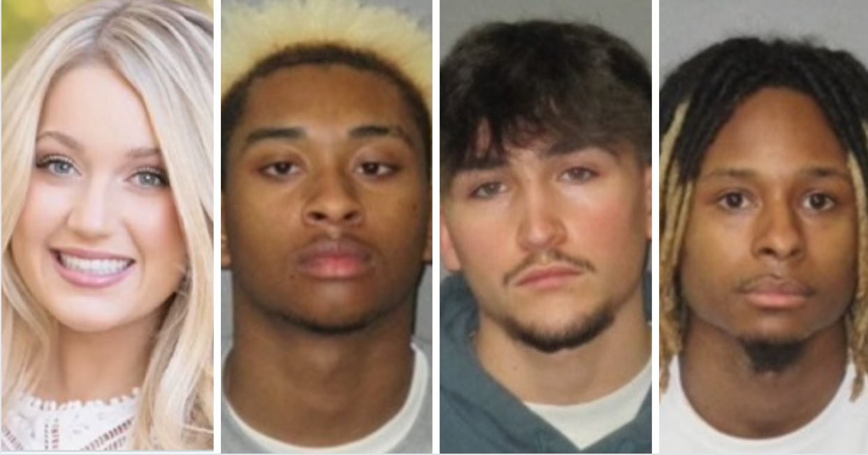 From left: Alleged rape vicim Madison Brooks; rape suspect Kaivon Washington; and Casen Carver and Everette Lee, charged with principal to third-degree rape.