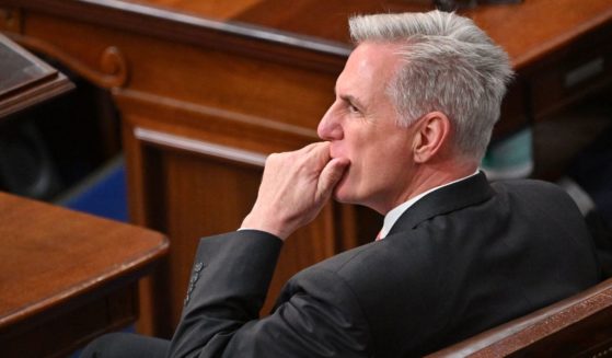 Republican Representative Kevin McCarthy listens before the House of Representatives votes for a seventh time for a new speaker at the US Capitol in Washington, D.C., on Wednesday.