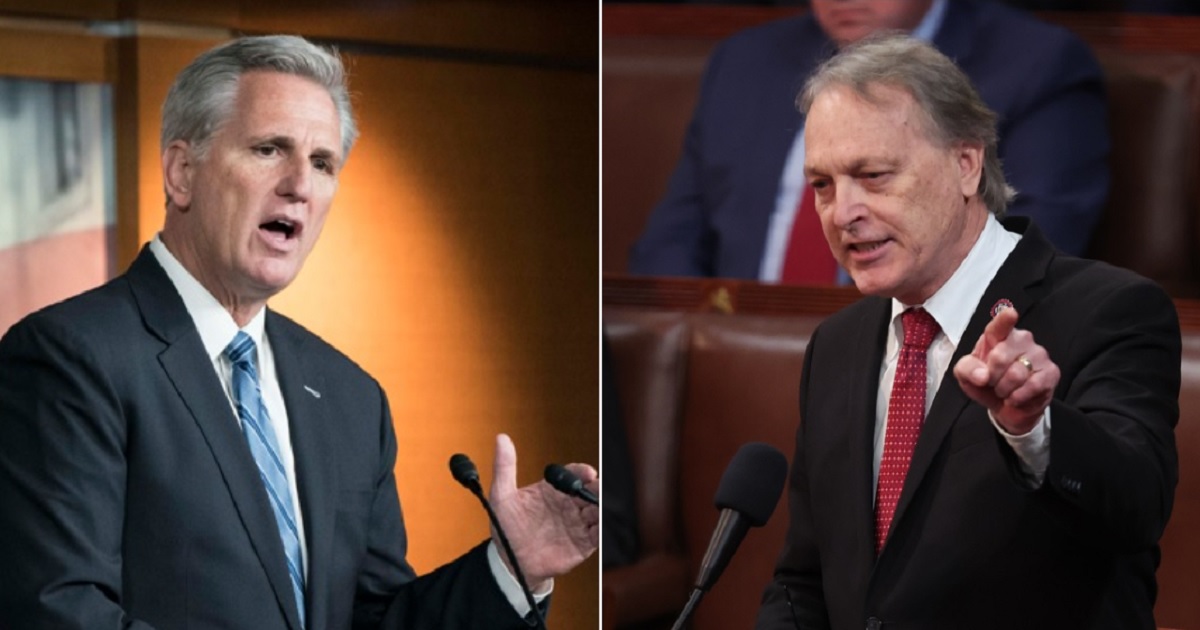 Now-House Speaker Kevin McCarthy, left; Rep. Andy Biggs of Arizona, right.