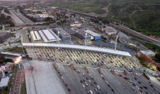 The San Ysidro crossing port at the U.S.-Mexico border is seen from Tijuana, Mexico, on Monday.