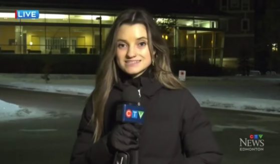 Reporter Jessica Robb having trouble speaking during a live report