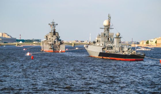 The above image is of a Russian ship in St. Petersburg, Russia.