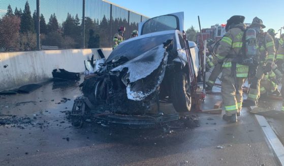 A Tesla caught on fire in Sacramento, California on Saturday.