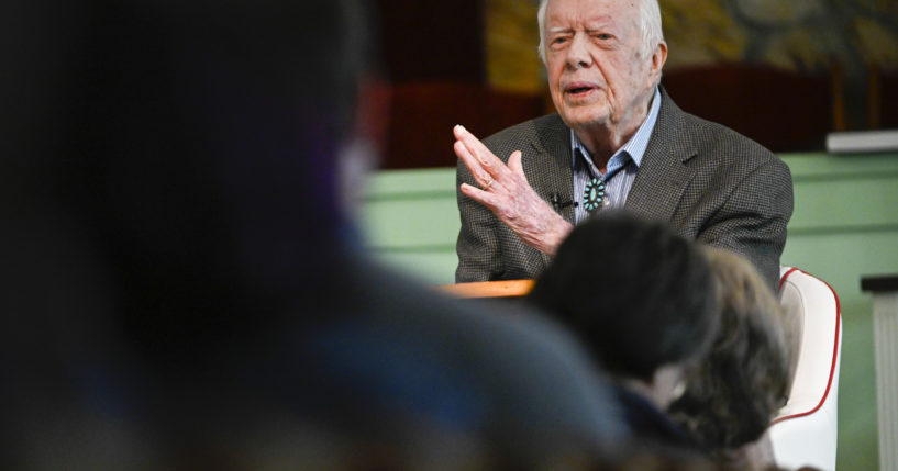 Former President Jimmy Carter teaches Sunday school at Maranatha Baptist Church, in Plains, Georgia, on Nov. 3, 2019.