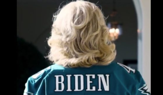 First lady Jill Biden posted a video to her Twitter account on Sunday, showing her support for the Philadelphia Eagles in the Super Bowl.