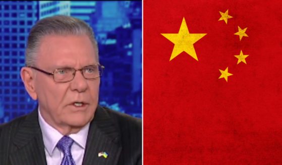 Retired Gen. Jack Keane appears on Fox News on Tuesday. The Chinese flag is seen in the stock image on the right.