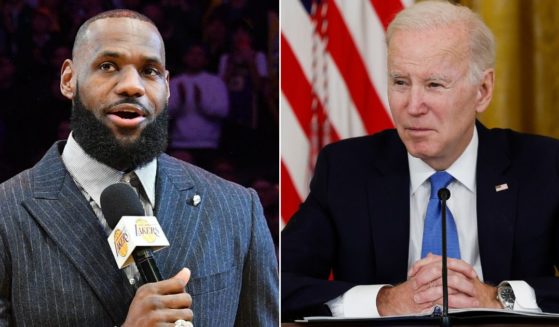 A recorded message by President Joe Biden, right, received less than a warm reception at a ceremony honoring LeBron James Tuesday.