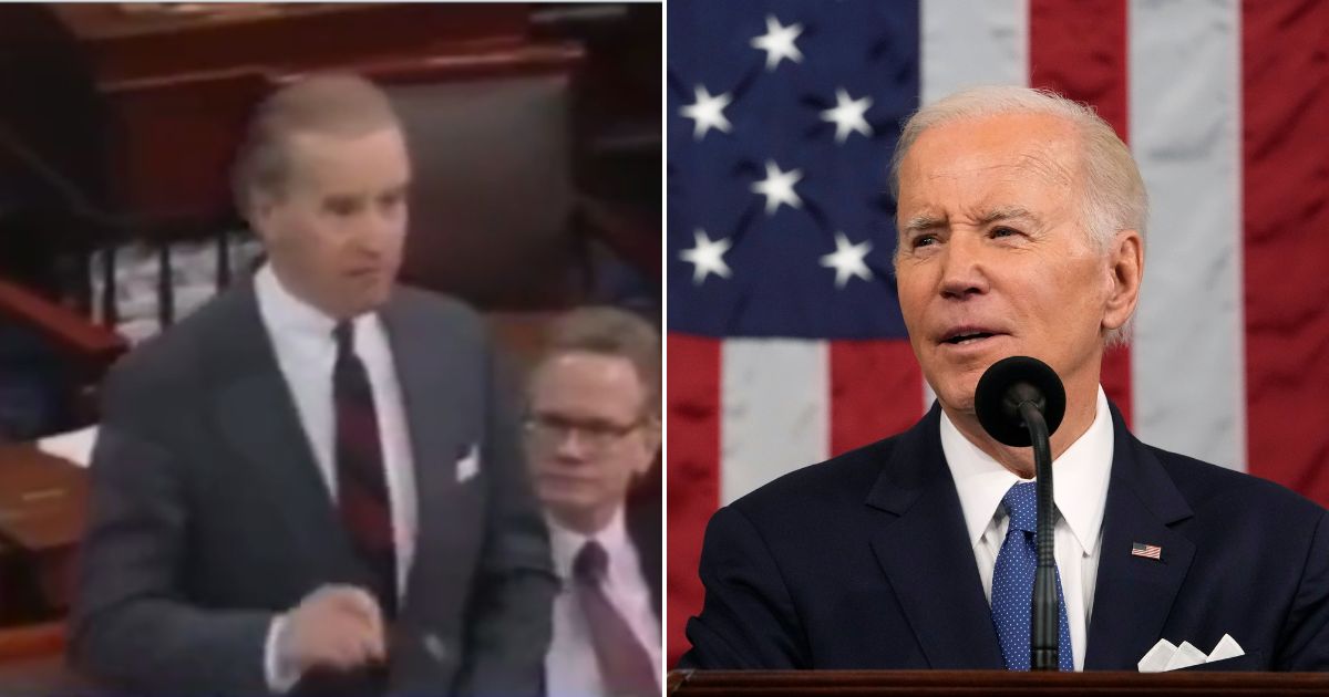 Then-Sen. Joe Biden speaks in 1995. President Joe Biden delivers the State of the Union address on Tuesday in the House chamber of the U.S. Capitol in Washington, D.C.