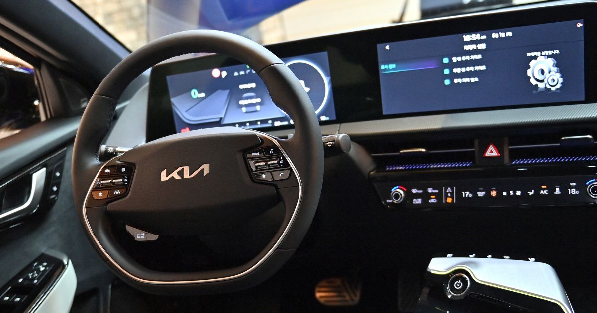 The interior of the Kia EV-6 is displayed at a showcase event in Seoul, South Korea, on June 1, 2021.