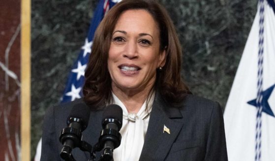 Vice President Kamala Harris speaks during the Congressional Space Medal of Honor Ceremony in the Eisenhower Executive Office Building in Washington, D.C., on Tuesday.