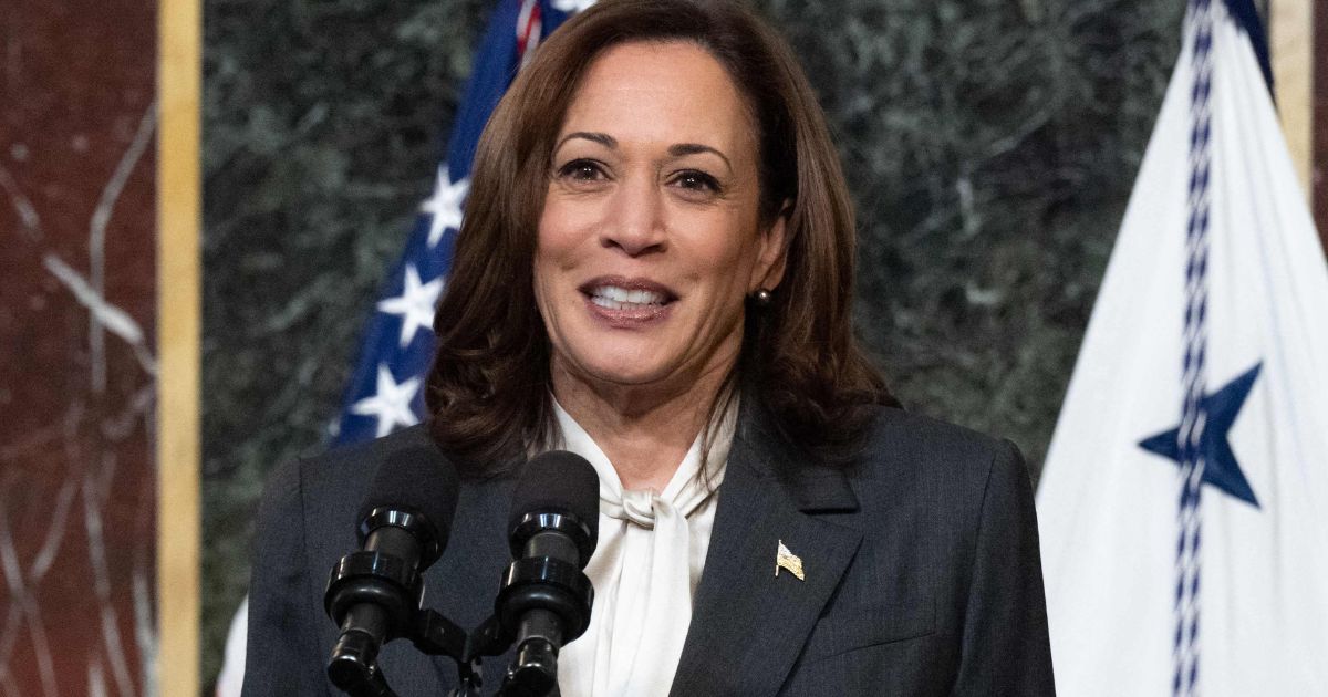 Vice President Kamala Harris speaks during the Congressional Space Medal of Honor Ceremony in the Eisenhower Executive Office Building in Washington, D.C., on Tuesday.