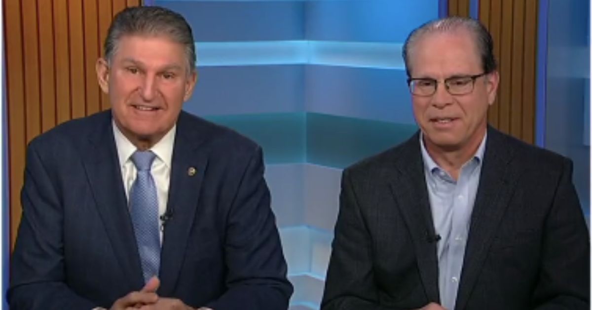 Sen. Joe Manchin, left, and Sen. Mike Braun plan to introduce a resolution to roll back a new Biden administration rule that allows investment managers to prioritize ESG criteria over return on investment for retirement accounts.