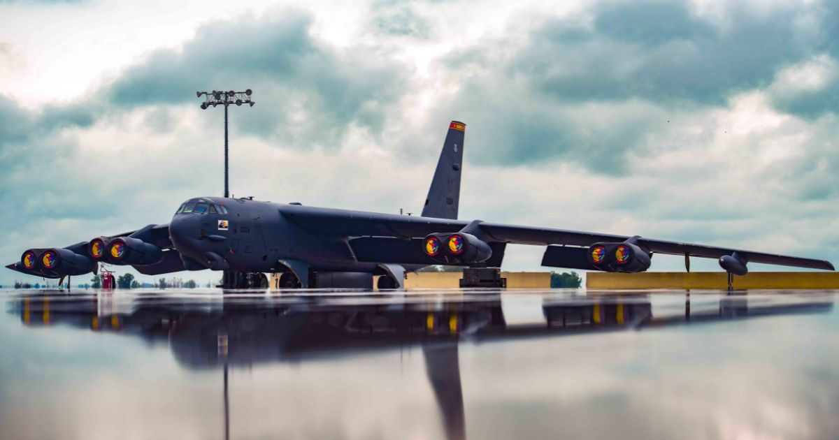 A B-52H Stratofortress sits on the flightline at Minot Air Force Base, North Dakota, on July 7, 2022.