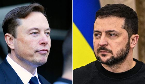 Elon Musk, left, defended the decision to limit the use of SpaceX's Starlink broadband service in connection with "offensive" military operations in Ukraine. At right is Ukrainian President Volodymyr Zelenskyy.
