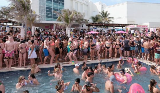 Resort areas in Mexico traditionally draw crowds of college students for spring break, as seen in this 2017 file photo taken in Cancun. However, the State Department is advising Americans to steer clear of Mexico this year because of the dangers of crime and kidnapping.