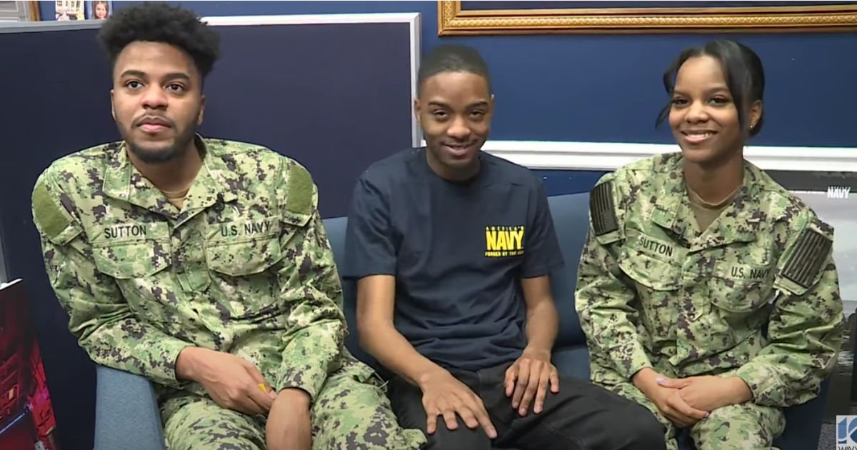 Triplets Ayrion Sutton, left, Adrion Sutton, middle, and Andrea Sutton, right, all decided to follow in their parents' footsteps and join the U.S. Navy.