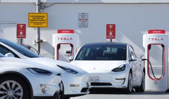 Tesla cars recharge on Wednesday in San Francisco.