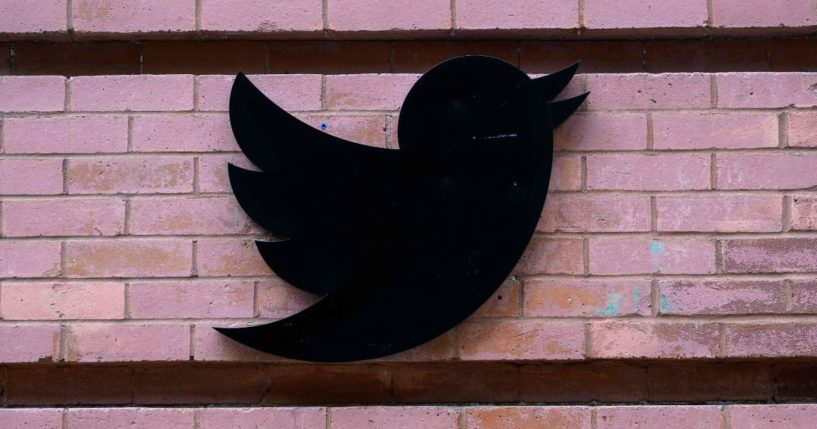 The Twitter logo is seen at its offices in New York City on Jan. 12.