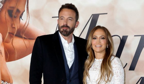 Ben Affleck, left, and Jennifer Lopez, right, attend the Los Angeles Special Screening of "Marry Me" on Feb. 8, 2022, in Los Angeles.