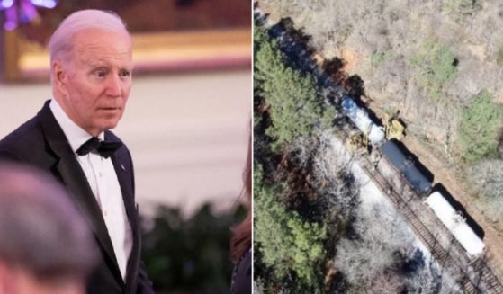 President Joe Biden, left, pictured at a White House reception Saturday. Right, a train derailment Monday in Enoree, South Carolina.
