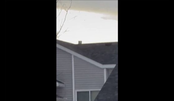 This Twitter screen shot from a viral video purports to show an explosion and bright lights over the skies of Billings, Montana.