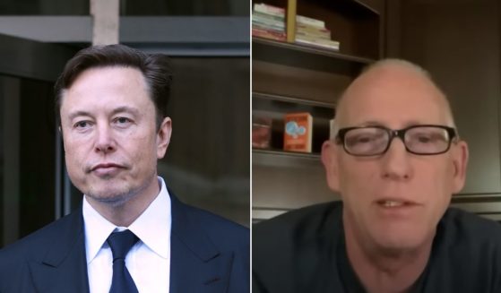 Twitter CEO Elon Musk, left, comments on the "Dilbert" creator Scott Adams getting canceled.