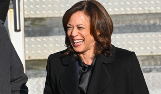 Vice President Kamala Harris, pictured cackling in a photo last week from the Munich Security Conference in Germany.