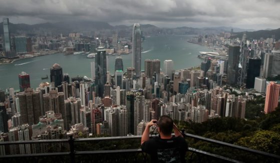 Hong Kong's skyline and harbor are seen from Victoria Peak, Sept. 1, 2019.