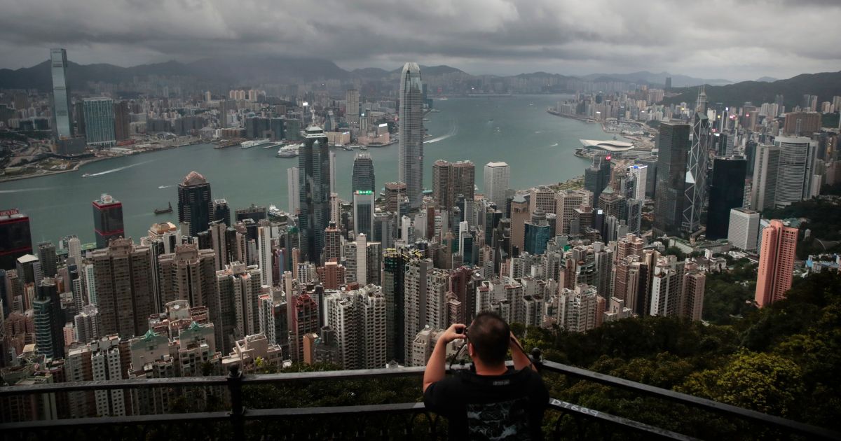 Hong Kong's skyline and harbor are seen from Victoria Peak, Sept. 1, 2019.