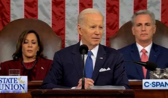 President Joe Biden pauses while being heckled by Republicans during Tuesday's State of the Union address.