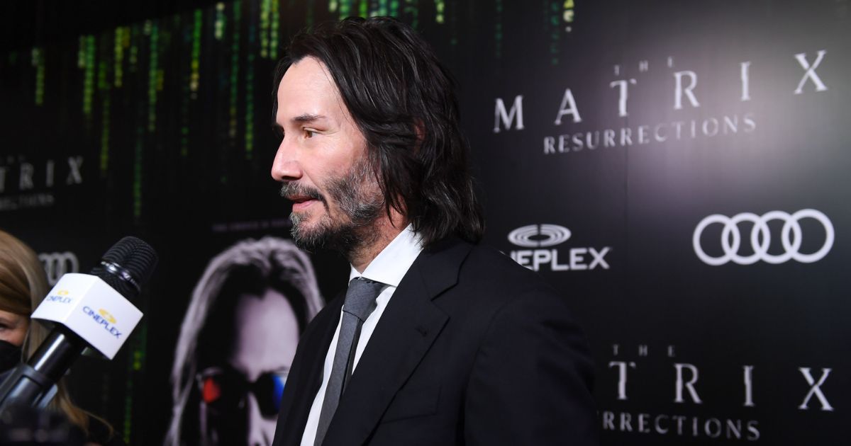 Actor Keanu Reeves attends the Canadian Premiere of "The Matrix Resurrections" held at Cineplex's Scotiabank Theatre in Toronto on Dec. 16, 2021.