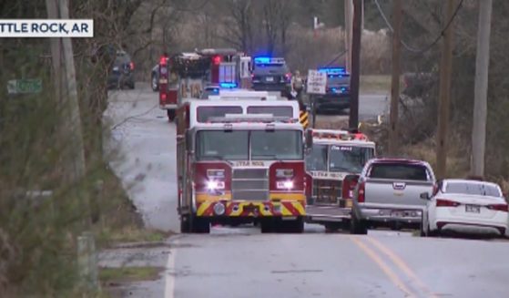 Emergency crews respond to a plane crash Wednesday near Little Rock, Arkansas.