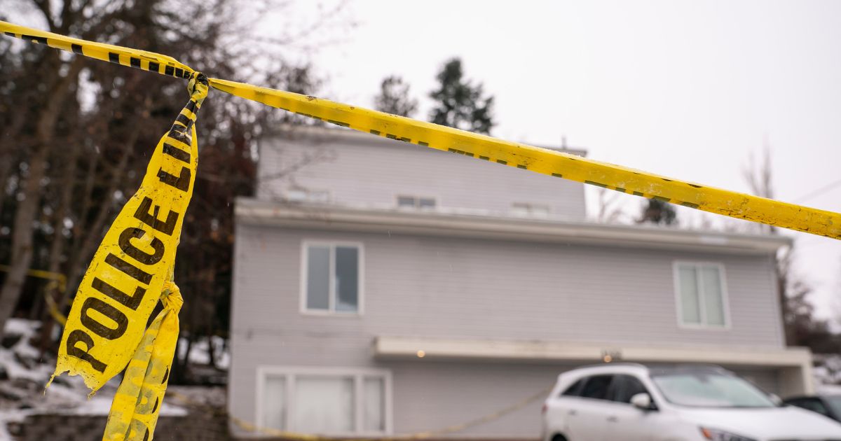 Police tape is seen at a home that is the site of a quadruple murder on Jan. 3 in Moscow, Idaho.