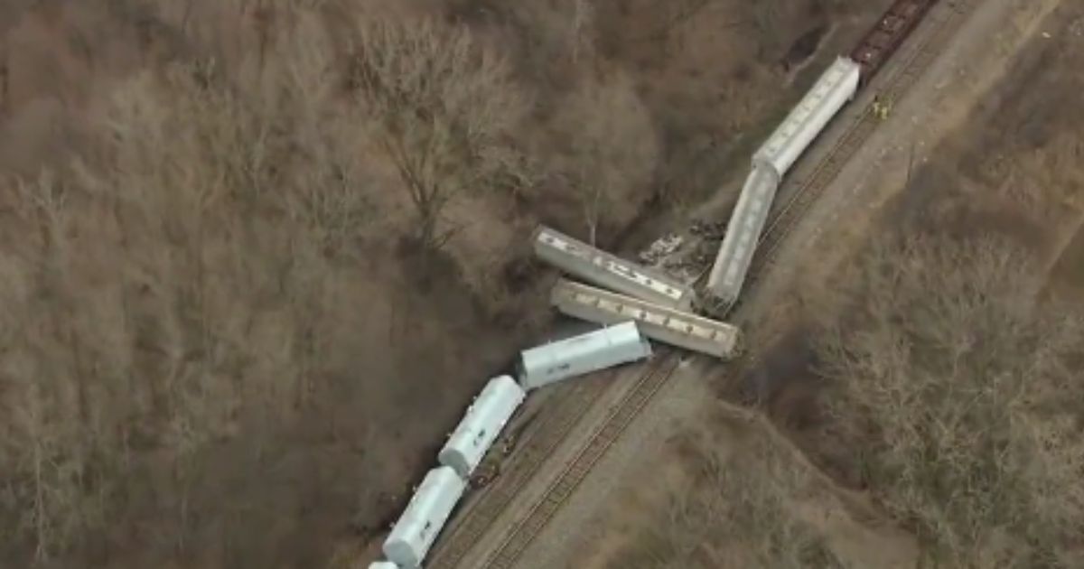 A train derails outside of Detroit on Thursday.