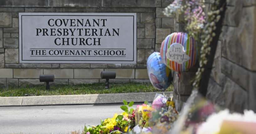 an entry to Covenant School that has become a memorial