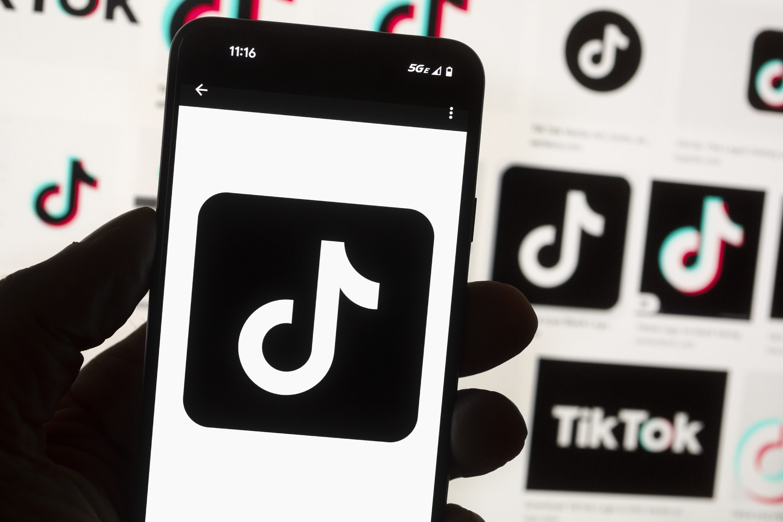 The TikTok logo is displayed on a cellphone in Boston, Massachusetts, on Oct. 14, 2022.