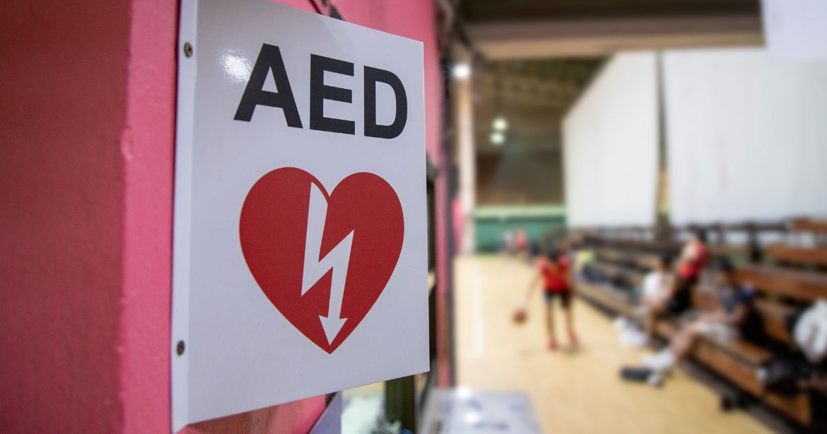 An automatic external defibrillator is seen in the above stock image.