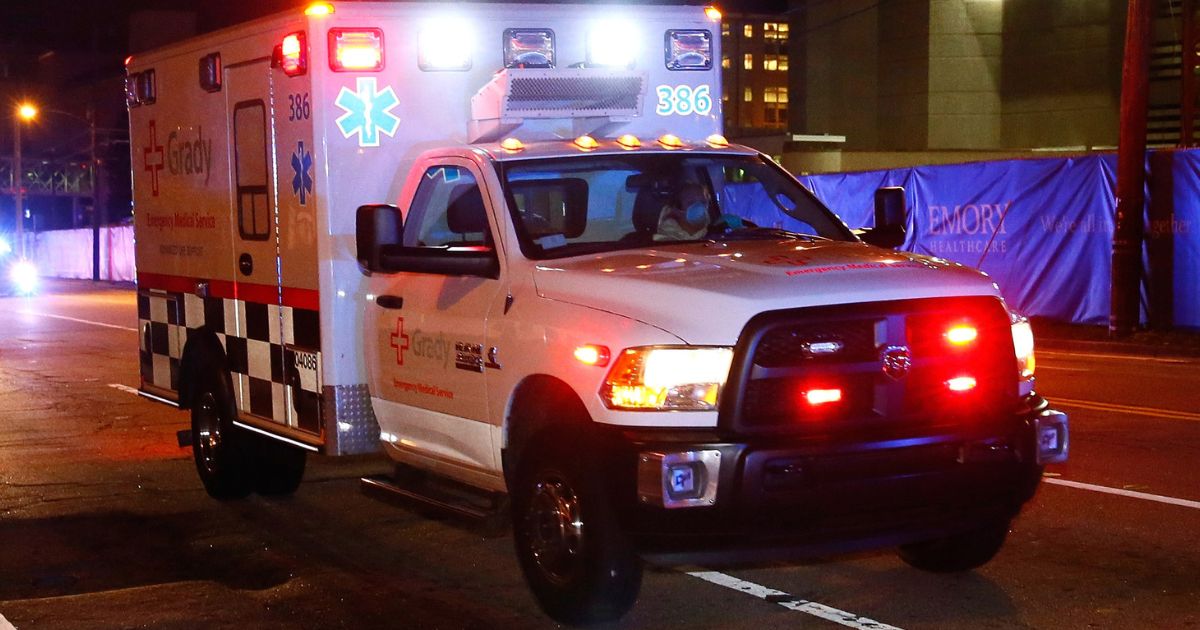 An ambulance in Atlanta, Georgia, transports a patient at night on Oct. 15, 2014.