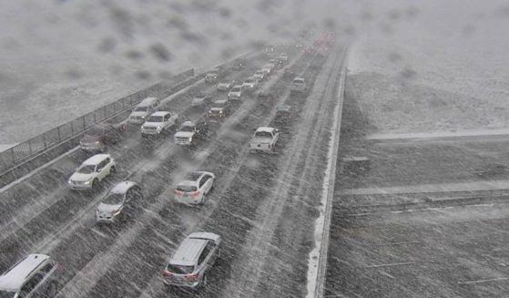 A brutal snow squall hits Boise, Idaho, on Wednesday.