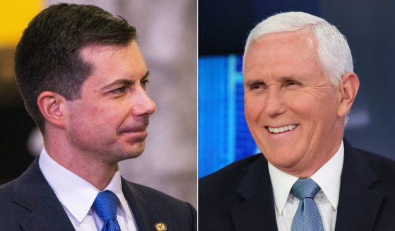 Former Vice President Mike Pence, right, made a joke about Transportation Secretary Pete Buttigieg's, left, parental leave, calling it "maternity leave" instead of paternity leave, which has sparked outrage from the White House due to the comments being "homophobic."