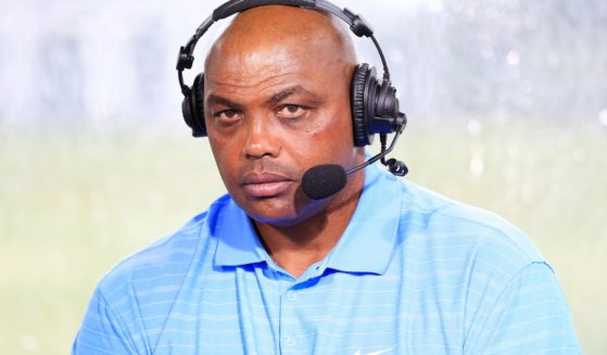 Charles Barkley commentates from the booth during The Match: Charles Barkley commentates from the booth during The Match: Champions For Charity at Medalist Golf Club on May 24, 2020 in Hobe Sound, Florida. (Cliff Hawkins / Getty Images)