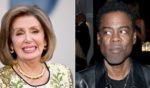 Sunday day during an event in Washington, D.C., comedian Chris Rock, right, warned Democrats - like Nancy Pelosi, left - against arresting former President Donald Trump.