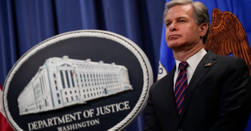 FBI Director Christopher Wray attends a news conference at the U.S. Department of Justice headquarters on Jan. 27 in Washington, D.C.