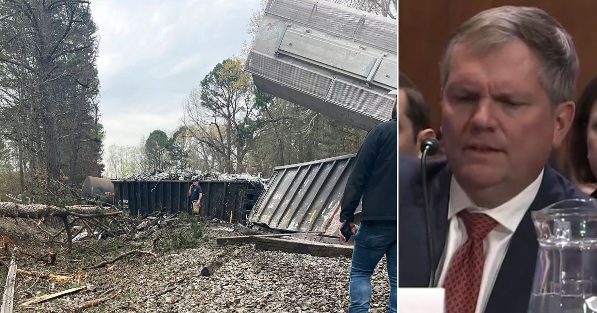 A Norfolk Southern train derailied on Thursday in Calhoun County, Alabama. News of the derailment came at the same time the company’s CEO was testifying before Congress about the impact of a hazardous materials train derailment in Ohio in February.