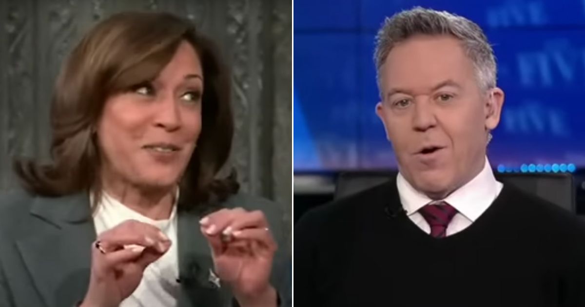 Fox News' Greg Gutfeld, right, wondered if Vice President Kamala Harris realized that the main character onthe comedy "Veep," to whom she compared herself, is an abject failure.